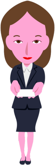 何とも言えない表情で名刺を差し出しているキャリアウーマンのイラスト