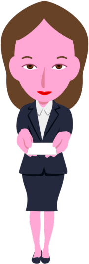 何とも言えない表情で名刺を差し出しているキャリアウーマンのイラスト