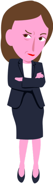 腕組みをして、難しい顔つきをしている女性のイラスト