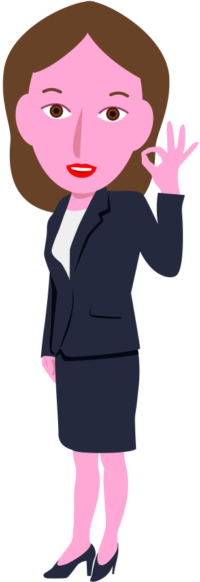 部下のアイデアにOKサインを出しているキャリアウーマンのイラスト