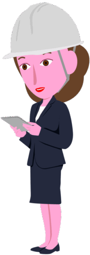 ヘルメットをかぶっているキャリアウーマンのイラスト