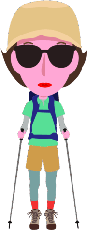 ハイキングが好きな山ガールのイラスト