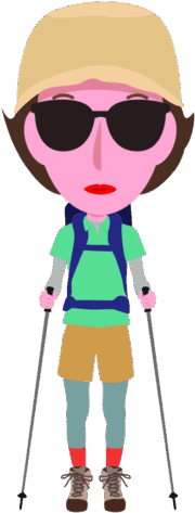 ハイキングが好きな山ガールのイラスト