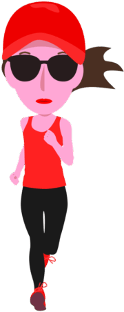 ジョギングに精を出している若い女性のイラスト