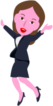 飛び跳ねて喜んでいるクールなキャリアウーマンのイラスト