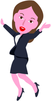 飛び跳ねて喜んでいるクールなキャリアウーマンのイラスト