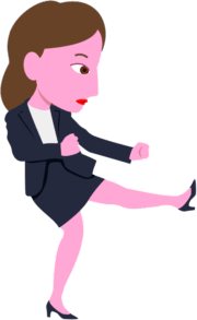 痴漢対策に空手の練習をしている女性会社員のイラスト