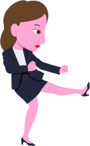 痴漢対策に空手の練習をしている女性会社員のイラスト