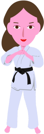 護身術として空手を習っている若い女性のイラスト