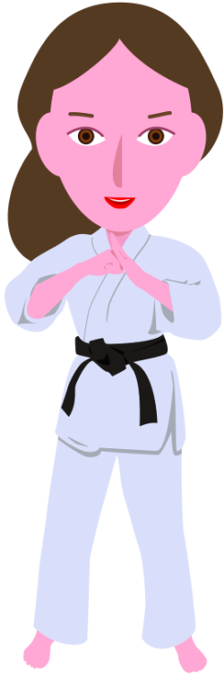 護身術として空手を習っている若い女性のイラスト
