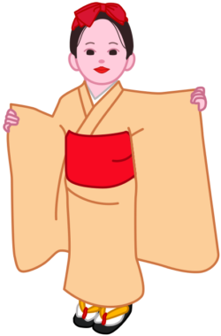 着物姿でポーズをとっている可愛い少女のイラスト