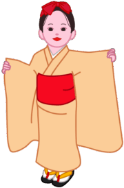着物姿でポーズをとっている可愛い少女のイラスト