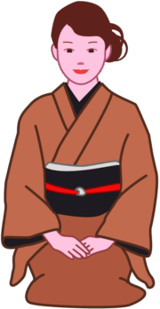 着物姿で正座している女性のイラスト