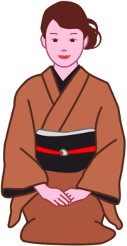 着物姿で正座している女性のイラスト