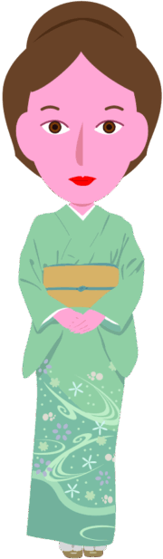 気分転換に着物を着てみた女性のイラスト