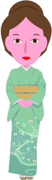 気分転換に着物を着てみた女性のイラスト
