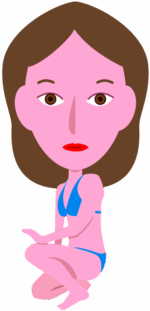 立膝ポーズの水着女性のイラスト