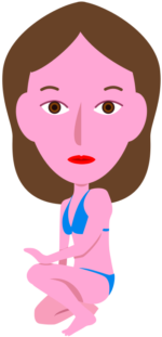 立膝 立膝ポーズの水着女性のイラスト