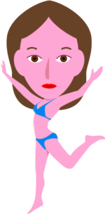 躍動感あふれる水着女性のイラスト