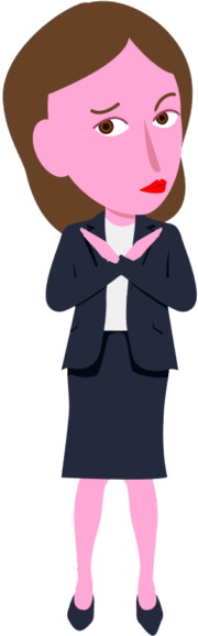 部下にダメサインを送っているキャリアウーマンのイラスト