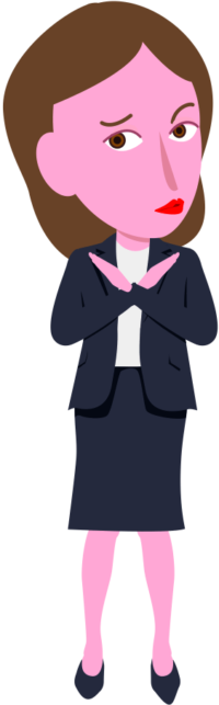 部下にダメサインを送っているキャリアウーマンのイラスト