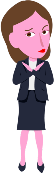部下にダメサインを送っているキャリアウーマンのイラスト
