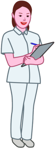 笑顔でメモをとっている看護師のイラスト