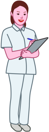 笑顔でメモをとっている看護師のイラスト