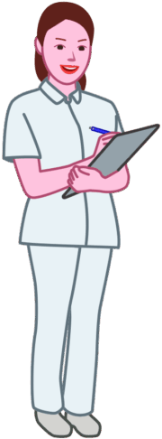 笑顔でメモをとっている看護師のイラスト