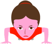 腕立て伏せをして体力づくりに励んでいる若い女性のイラスト