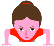 腕立て伏せをして体力づくりに励んでいる若い女性のイラスト