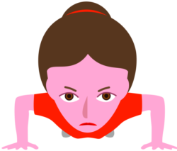 腕立て伏せをして体力づくりに励んでいる若い女性のイラスト