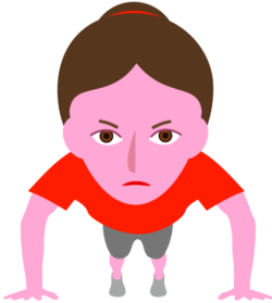 腕立て伏せを繰り返している若い女性のイラスト