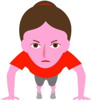 腕立て伏せを繰り返している若い女性のイラスト