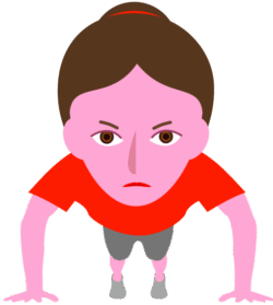 腕立て伏せ 腕立て伏せを繰り返している若い女性のイラスト