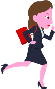遅刻しそうな女性が走っているイラスト