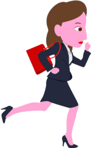 遅刻しそうな女性が走っているイラスト