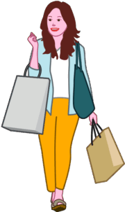 買物帰りの若い女性のイラスト