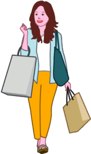 買物帰りの若い女性のイラスト
