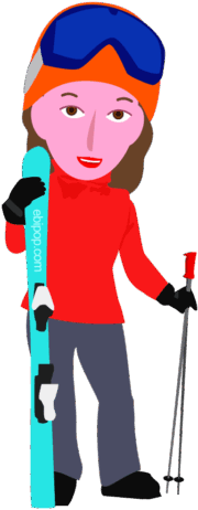 余暇に趣味のスキーを楽しんでいる女性のイラスト