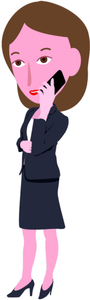 スマホで仕事の打ち合わせをしているキャリアウーマンのイラスト