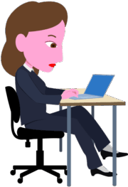 ノートパソコンで仕事をしているキャリアウーマンのイラスト