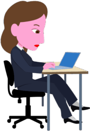 ノートパソコンで仕事をしているキャリアウーマンのイラスト