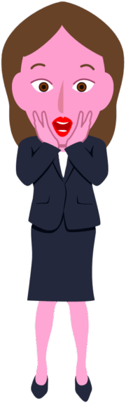 頬に両手をあてて驚いている女性のイラスト