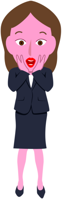 頬に両手をあてて驚いている女性のイラスト