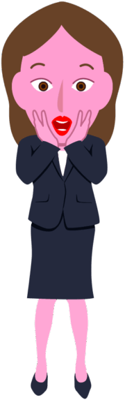 頬に両手をあてて驚いている女性のイラスト