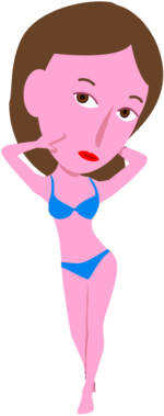 胸をはってポーズを決めている水着女性のイラスト