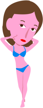 胸はりポーズ 胸をはってポーズを決めている水着女性のイラスト