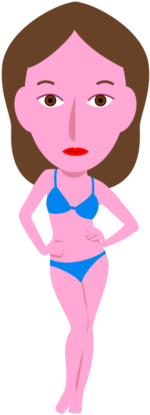 水着女性 腰に両手を当ててポーズを作っている水着女性のイラスト