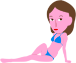 脚を投げ出して 脚を伸ばして座っている水着女性のイラスト